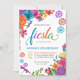 Fiesta Mexican Floral Birthday Invitation Kaart