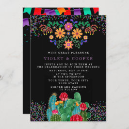 Fiesta Mexican Floral Cactus Wedding Kaart