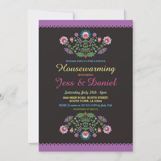 Fiesta Mexican Floral Invite Kaart (Voorkant)