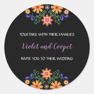 Fiesta Mexican Floral Wedding Ronde Sticker