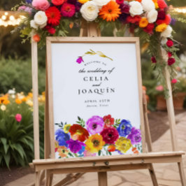 Fiesta Mexican Floral Wedding Welcome Sign