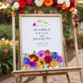 Fiesta Mexican Floral Wedding Welcome Sign Poster