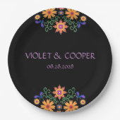 Fiesta Mexican Florals Wedding Papieren Bordje (Voorkant)
