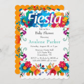 Fiesta Mexican Flowers Baby shower Kaart (Voorkant / Achterkant)