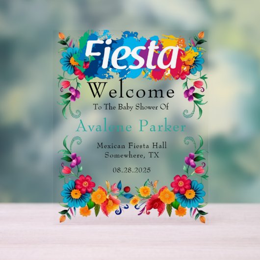 Fiesta Mexican Flowers Baby shower Welkom Acryl Bord (Neutraal)