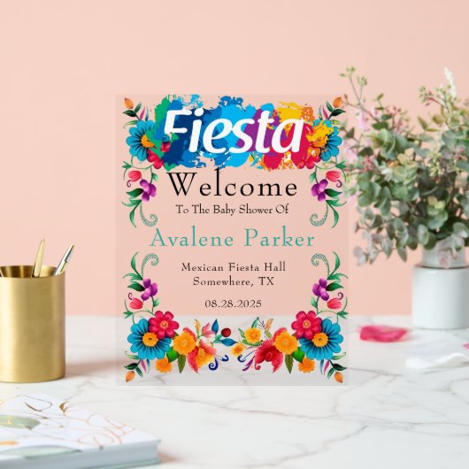 Fiesta Mexican Flowers Baby shower Welkom Acryl Bord (Huwelijk)