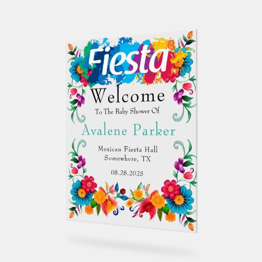 Fiesta Mexican Flowers Baby shower Welkom Acryl Bord (Hoek)