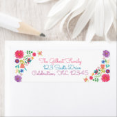 Fiesta Mexican Folk Waterverf Floral Birthday Tha Etiket (Insitu)