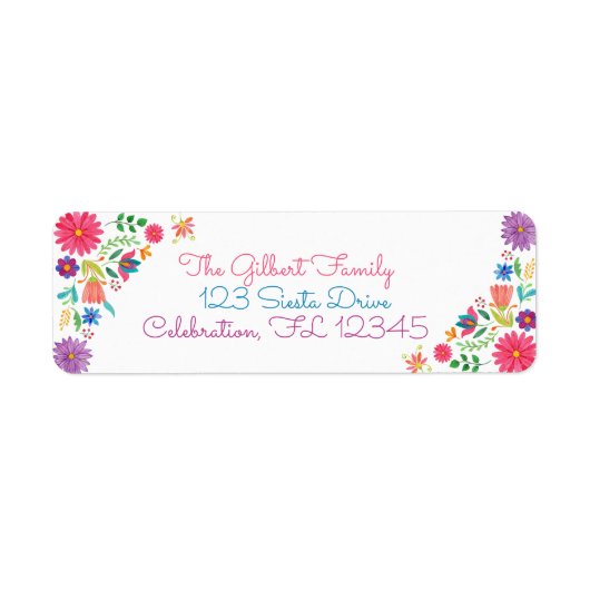Fiesta Mexican Folk Waterverf Floral Birthday Tha Etiket (Voorkant)