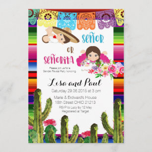 Fiesta Mexican Gender Reopenbaarle Baby shower Inv Kaart