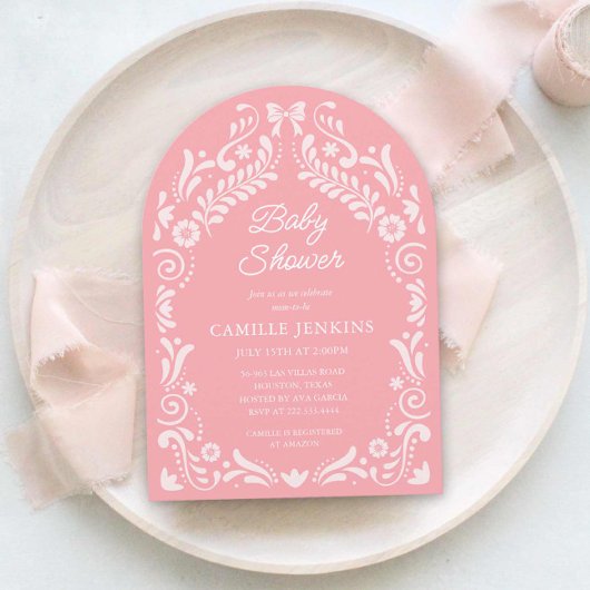 Fiesta Mexican Girl Baby shower Arch Invitation Kaart