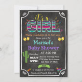 Fiesta Mexican Girl Baby shower Invitation Kaart (Voorkant)