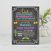 Fiesta Mexican Girl Baby shower Invitation Kaart (Staand voorkant)