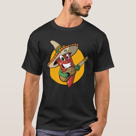 Fiesta Mexican Guitarists Chili Chili Guitarist T-shirt (Voorkant)