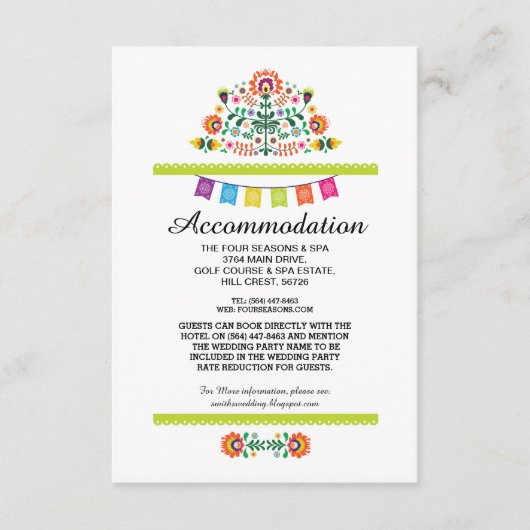 Fiesta Mexican Limoen Accommodding Wedding Cards Informatiekaartje (Voorkant)