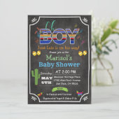 Fiesta Mexican Oh Boy Baby shower Invitation Kaart (Staand voorkant)