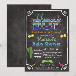 Fiesta Mexican Oh Boy Baby shower Invitation Kaart