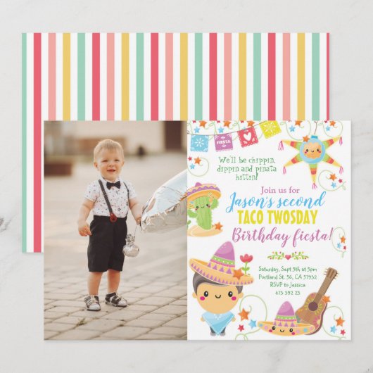 Fiesta Mexican Pinata Birthday-uitnodiging Kaart (Voorkant / Achterkant)