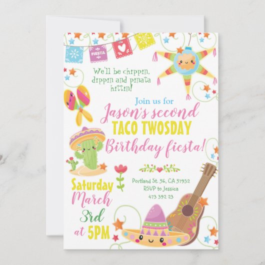 Fiesta Mexican Pinata Taco Twee dagen per dag Kaart (Voorkant)