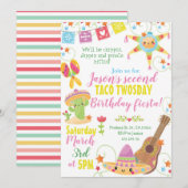 Fiesta Mexican Pinata Taco Twosday Birthday Invit Kaart (Voorkant / Achterkant)