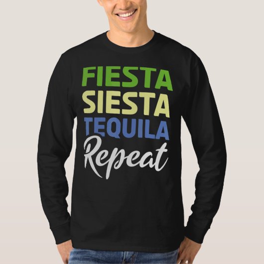Fiesta Mexican Repeat Tequila Mexico Happy Cinco D T-shirt (Voorkant)