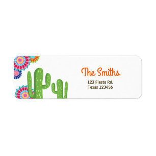 Fiesta Mexican Return Address Label Cactus