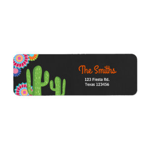 Fiesta Mexican Return Address Label Cactus