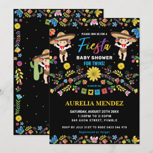 Fiesta Mexican Schattige Twins Boys Twin Baby show Kaart