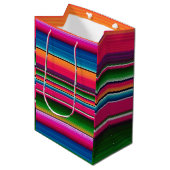 Fiesta Mexican Serape Blanket Colorful Stripes Medium Cadeauzakje (Voorkant Gekanteld)