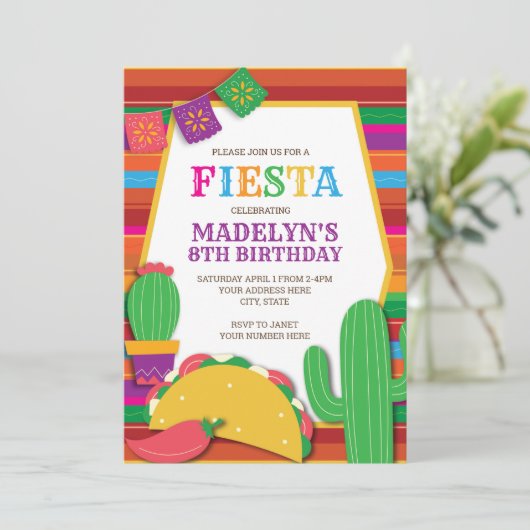 Fiesta Mexican Southwest Taco Birthday Kaart (Staand voorkant)