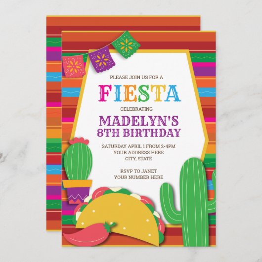 Fiesta Mexican Southwest Taco Birthday Kaart (Voorkant / Achterkant)