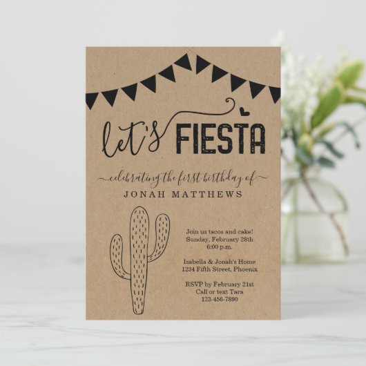 Fiesta Mexican Theme Birthday Party Kaart (Staand voorkant)