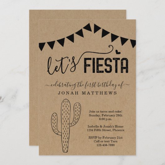 Fiesta Mexican Theme Birthday Party Kaart (Voorkant / Achterkant)