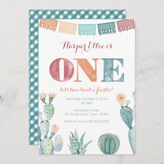 Fiesta Mexican Theme Girl Herfst 1e verjaardag Kaart (Voorkant / Achterkant)