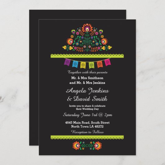 Fiesta Mexican Wedding Party Bright Invitation Kaart (Voorkant / Achterkant)