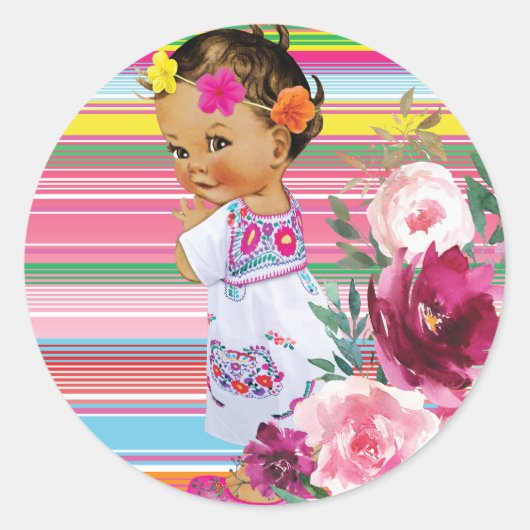 Fiesta Mexicana Baby shower Baby meisje Stickers (Voorkant)
