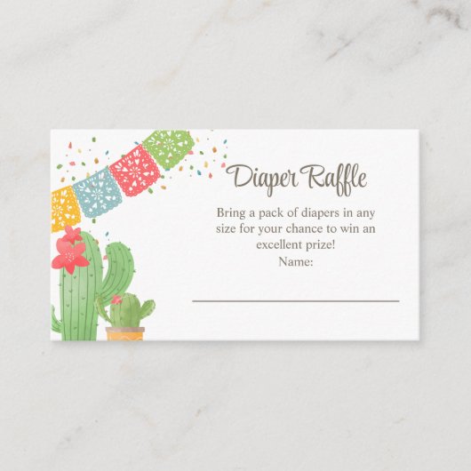 Fiesta Mexicana Cactus Baby shower Luier Raffle Informatiekaartje (Voorkant)