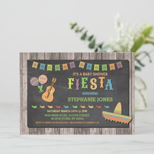 Fiesta Mexico Mexican Baby shower Party Invite Kaart (Staand voorkant)