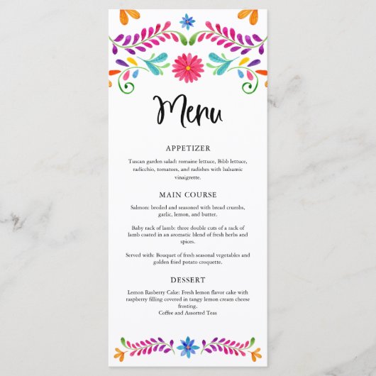 Fiesta Mexico Thema Party Menu (Voorkant)