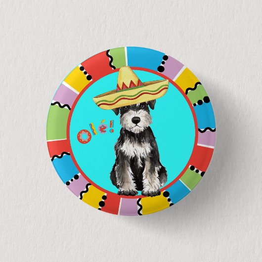 Fiesta Miniature Schnauzer Ronde Button 3,2 Cm (Voorkant)