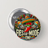 Fiesta Mode aan! Ronde Button 5,7 Cm (Voorkant /achterkant)