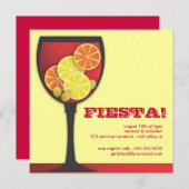 Fiesta Modern Wineglass Party Invitation Kaart (Voorkant / Achterkant)