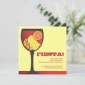 Fiesta Modern Wineglass Party Invitation Kaart (Staand voorkant)