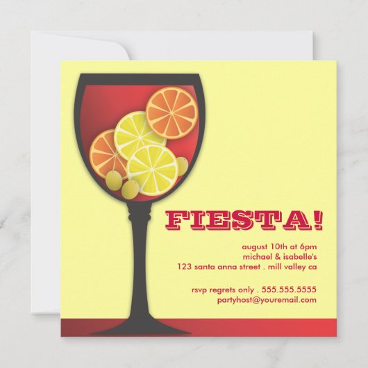 Fiesta Modern Wineglass Party Invitation Kaart (Voorkant)