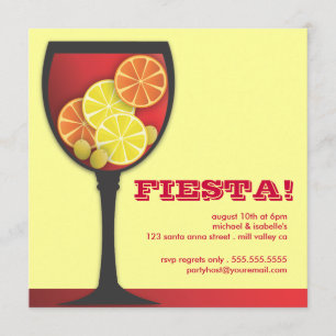 Fiesta Modern Wineglass Party Invitation Kaart