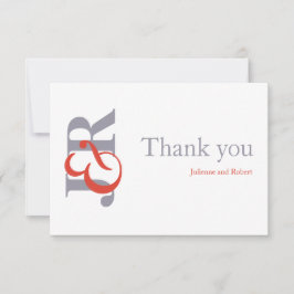 Fiesta | Moderne Monogram bruiloft dank u Bedankkaart