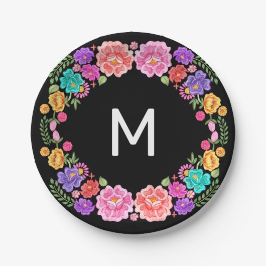 Fiesta Monogram papieren Borden Bordje (Voorkant)