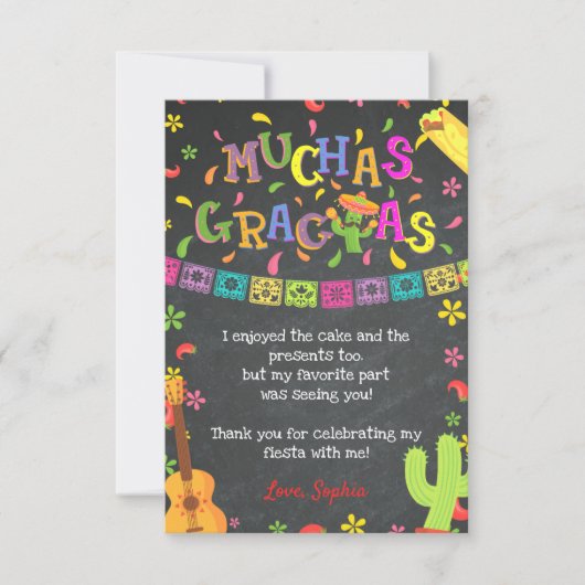 Fiesta Muchas Gracias Birthday Hartelijk dank Kaart (Voorkant)