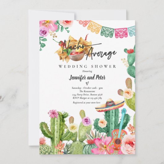 Fiesta Nacho Average Wedding Shower Cactus Mexicaa Kaart (Voorkant)