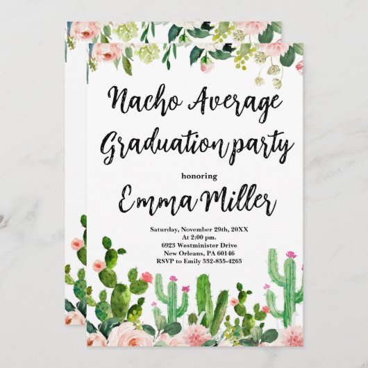 Fiesta Nacho Gemiddeld Afstudeerfeest Kaart (Voorkant / Achterkant)